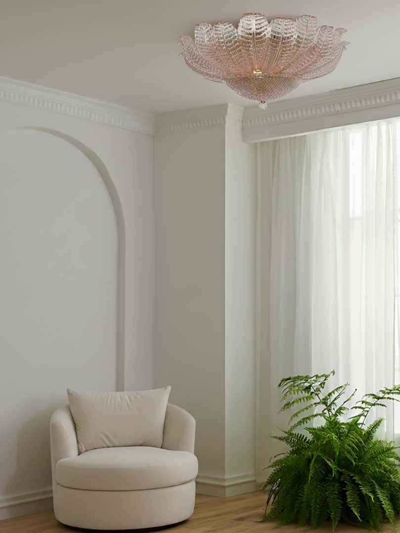 Murano ceiling lamp - Flower - Pink