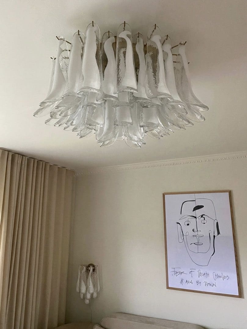 Murano Ceiling lamp - 64 petals - Transparent/White