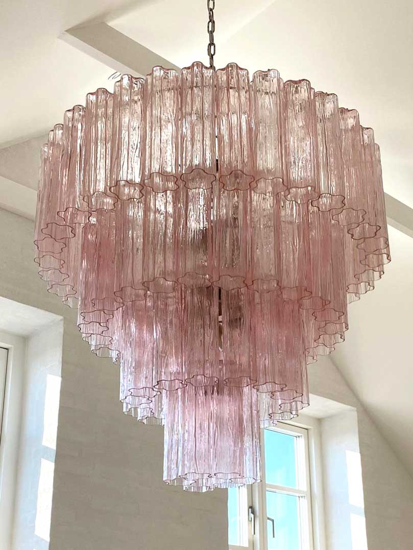 Murano chandelier - 78 tubes - Pink