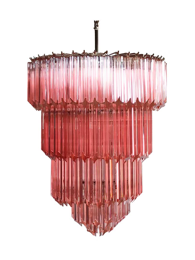 Murano ljuskrona &ndash; 112 prismer &ndash; Rosa Krom blank