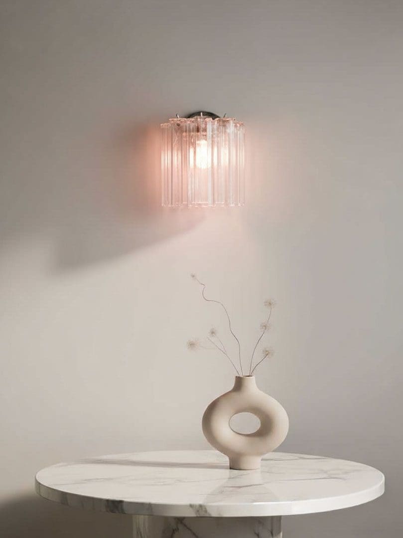 Pink 5 tube Murano wall light