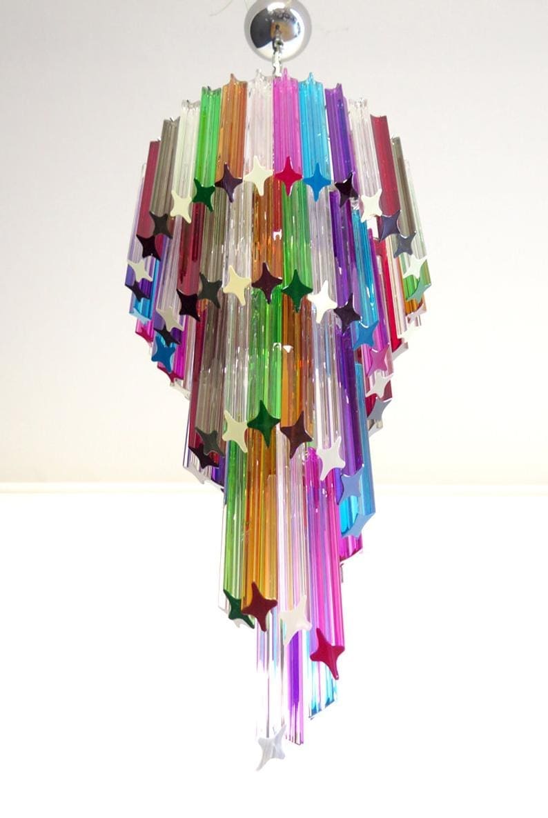 Murano Lysekrone - Spiral - 86 prismer - Multi
