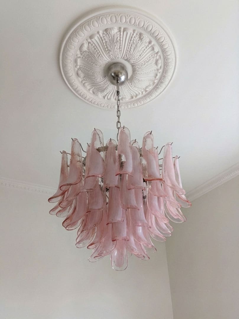 Murano Lysekrone - 53 kronblader - Rosa