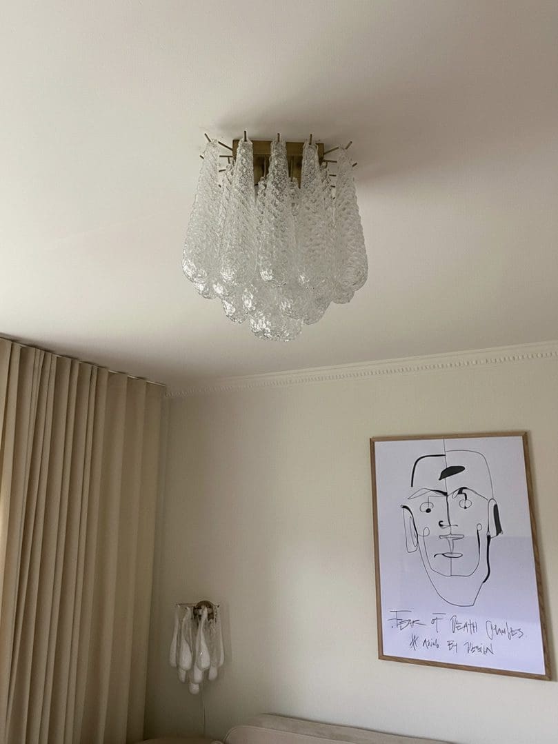 Murano Loftslampe – Kogle – 32 glasblade – Klar